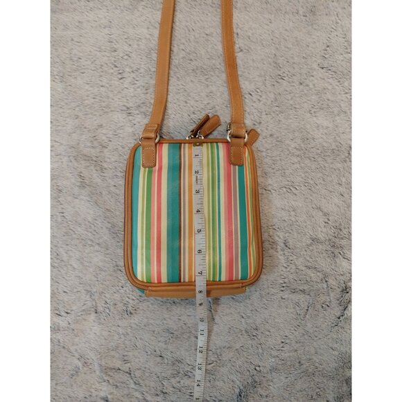 Fossil Multicolor Striped Genuine Leather Crossbody Bag Zip Around Organizer - Picture 12 of 15